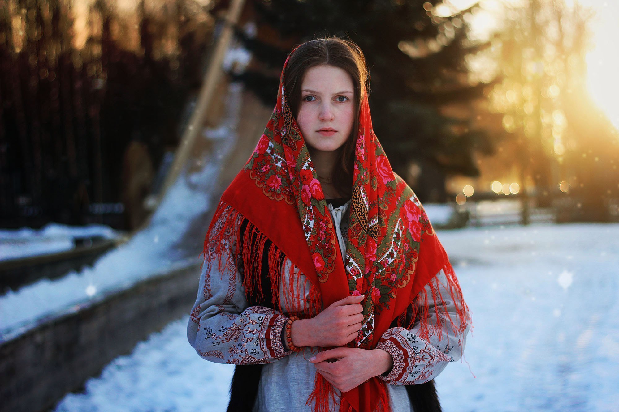 Girls in Slavic costumes in Weifang